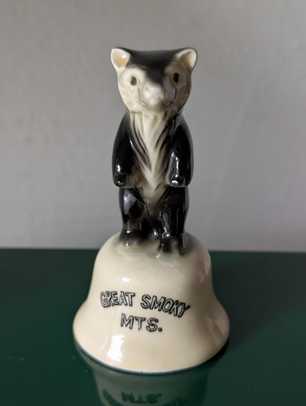 Vintage Great Smoky Mountains Bear‎ Hand Bell - Ceramic Figurine Souvenir
